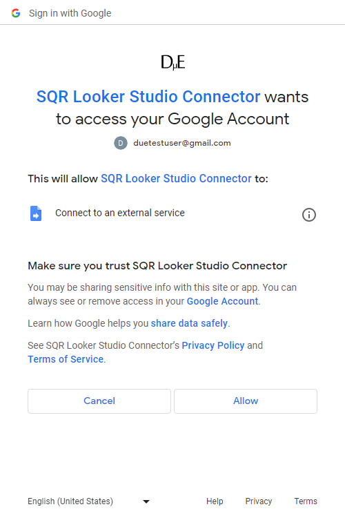 SQR Google OAuth Allow