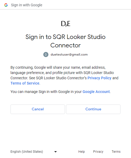 SQR Google OAuth Continue