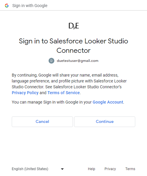 Salesforce Google OAuth Continue