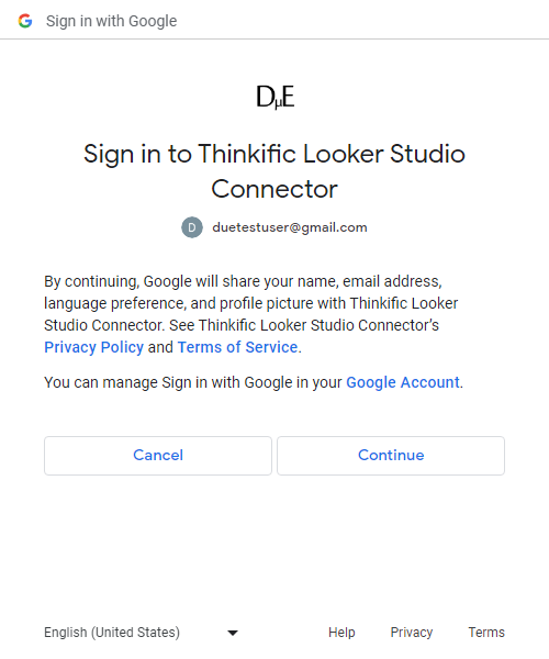 Thinkific Google OAuth Continue